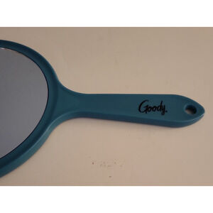 VTG 90s Blue Teal Goody 10" Handheld 2 Sided Mirror 1X Regular/3X Magnifying